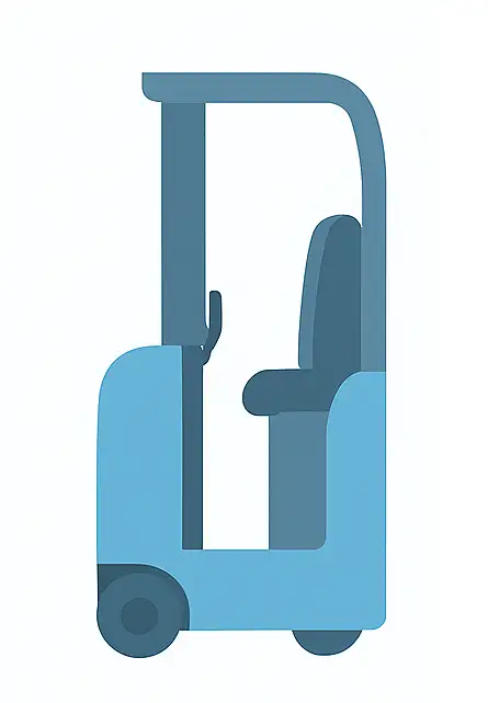 PROMPT: изометрическая инфографика — ричтрак с литий-ионной АКБ Lionsystems, современный склад, серо-голубой стиль, без текста